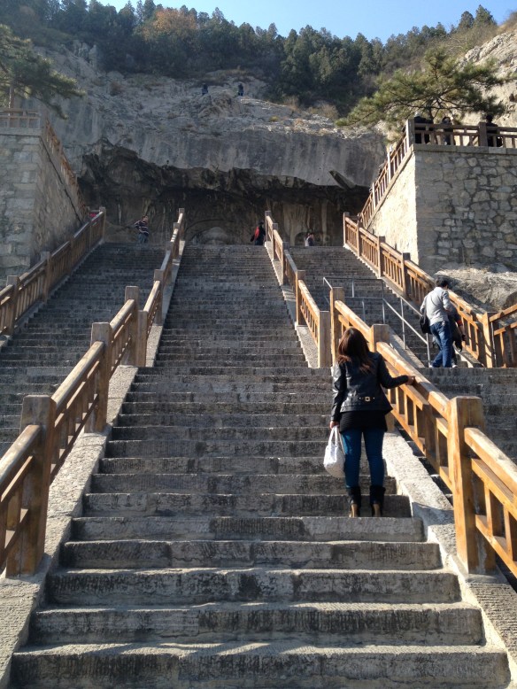 steep stairs at Longmen