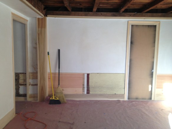 new plaster wall & new and old wainscotting new plaster wall & new and old wainscotting